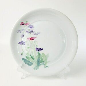Block Midsummer DINNER Plate Artist Garden Watercolor Pastel Flowers Coupe Shape